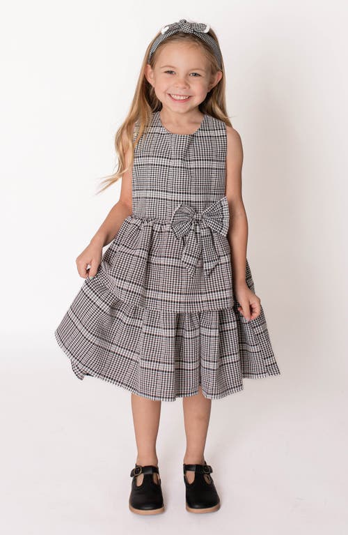 Popatu Kids' Check Print Tiered Dress In Black