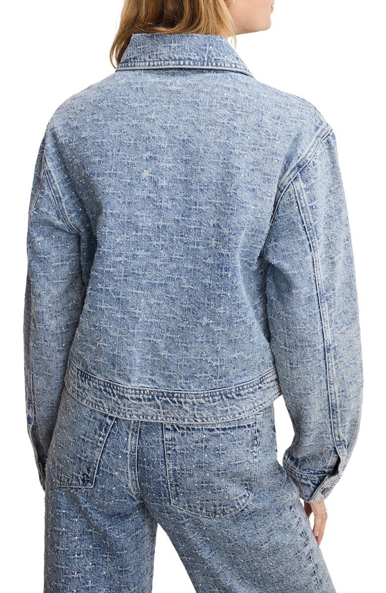 Good American Crystal Denim Jacket, Alternate, color, Indigo1070