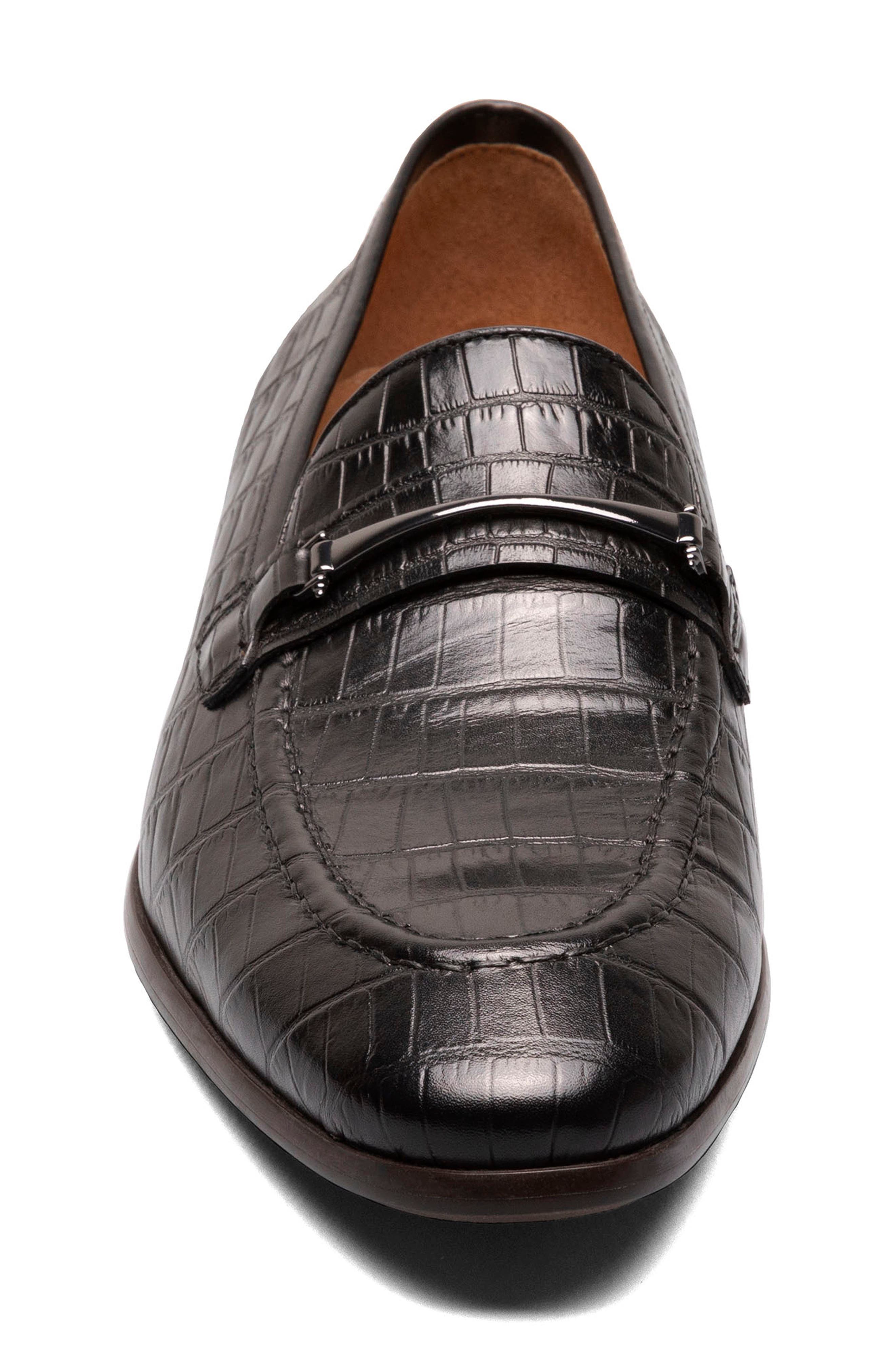 Stacy Adams Ferdinand Croc Embossed Loafer, Alternate, color, Black