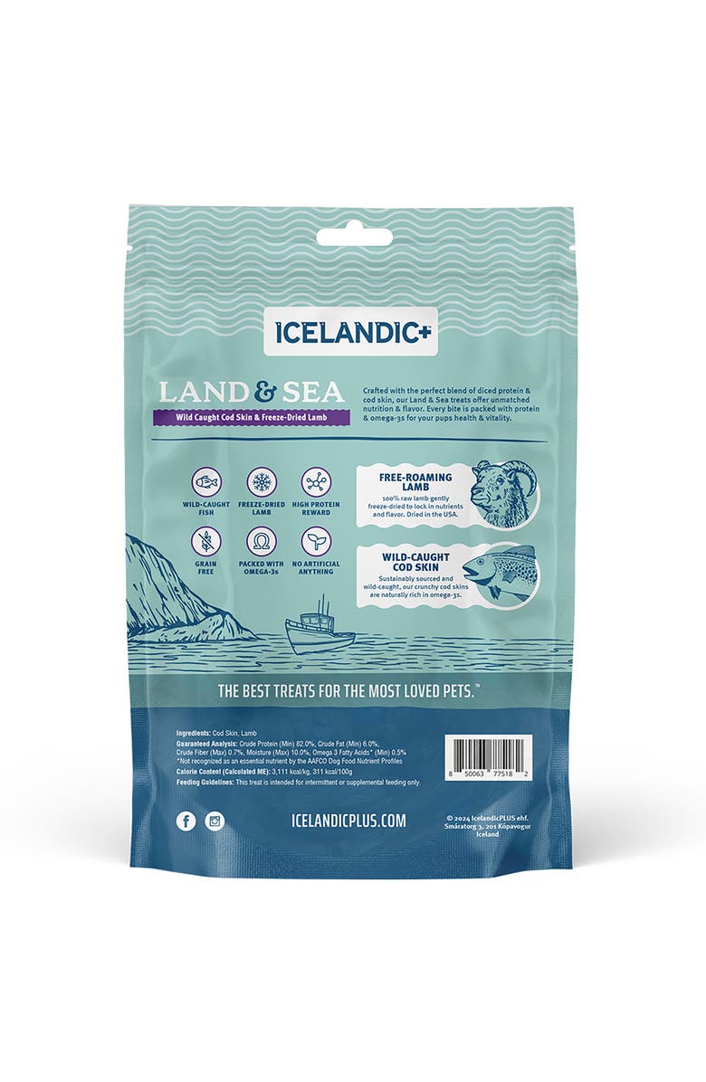 ICELANDIC+ Land & Sea Wild Caught Cod Skin & Freezedried Lamb, Alternate, color, Multicolored