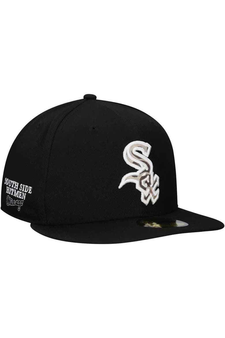 Men's New Era Black Chicago White Sox Troop Chant Camo Undervisor 59FIFTY Fitted Hat, Alternate, color, Black