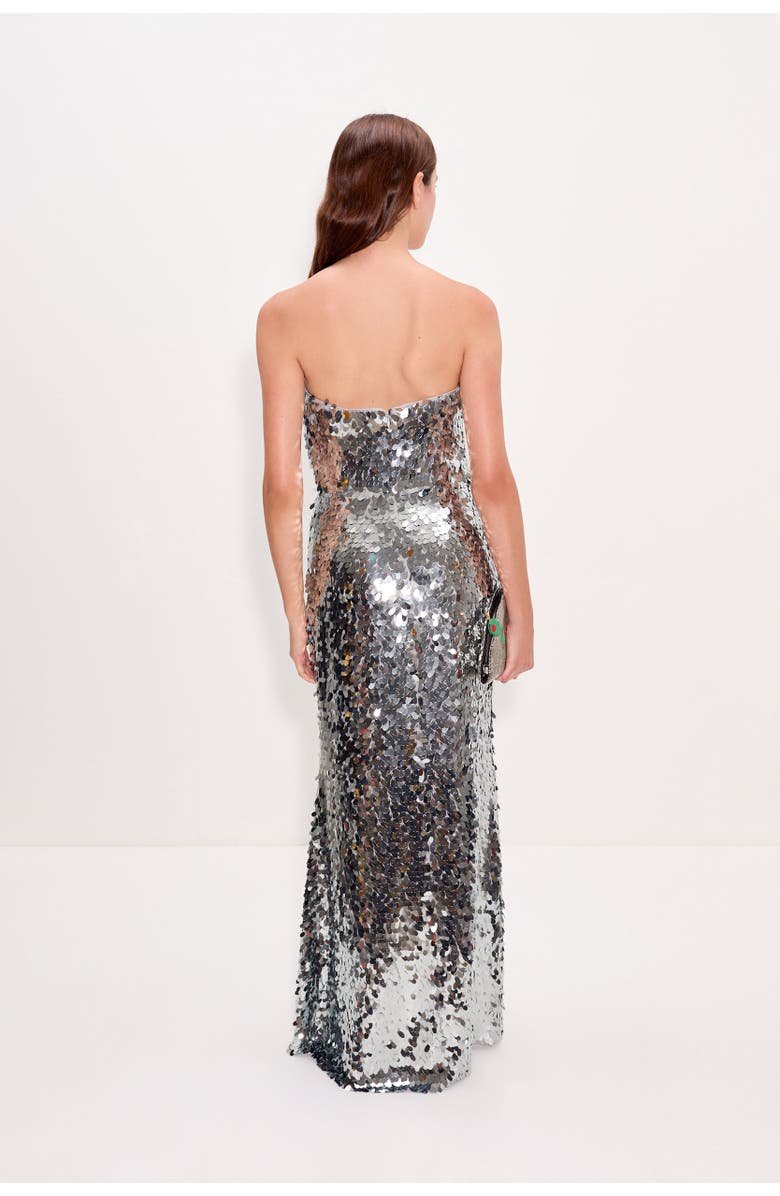 SIMONMILLER Sculpty Strapless Teardrop Sequin Dress, Alternate, color, Satellite Silver