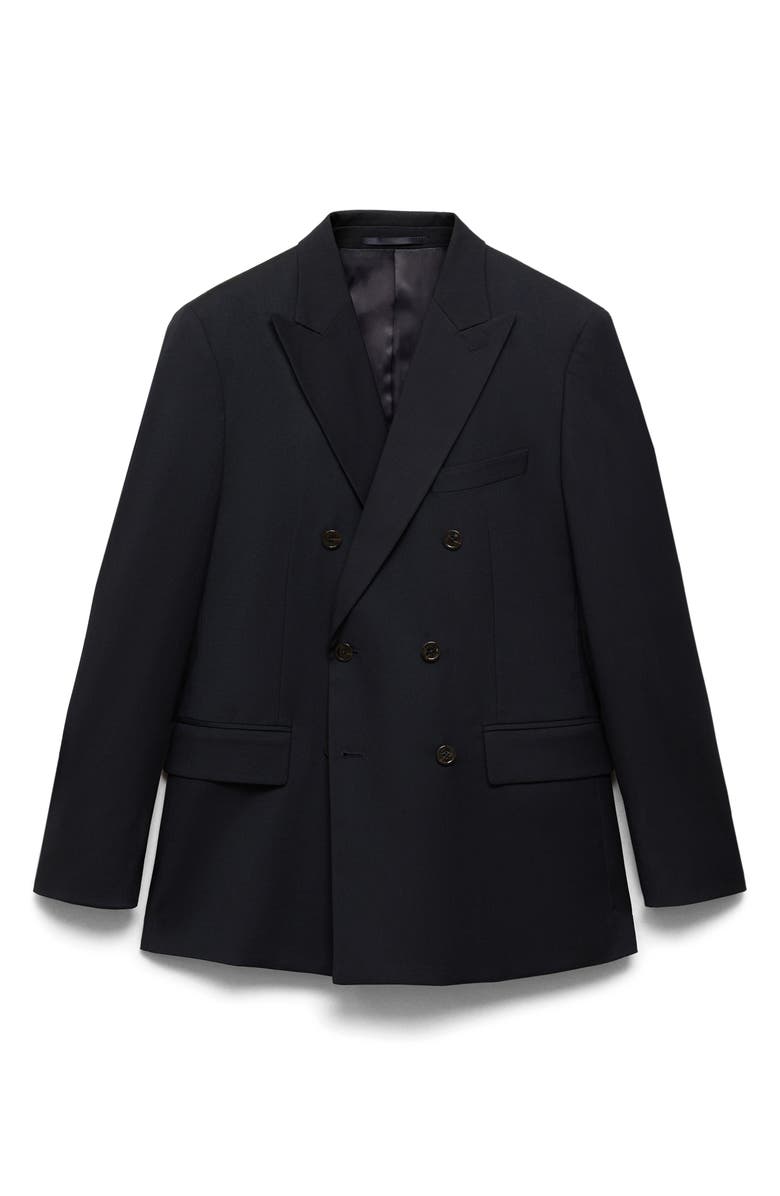 MANGO Monaco Slim Fit Double Breasted Blazer, Alternate, color, Dark Navy