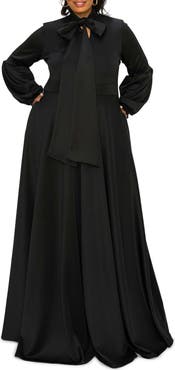 L I V D Bella Donna Long Sleeve Ribbon Tie Dress