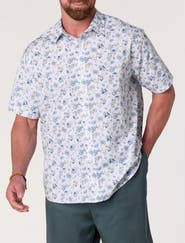 True Nation by DXL Big & Tall Sketch Leaf Print Sport Shirt