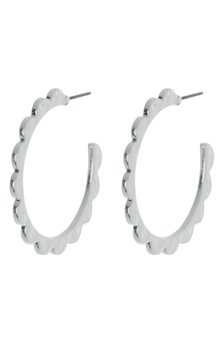 Madewell Scalloped Medium Hoop Earrings, Main, color, 