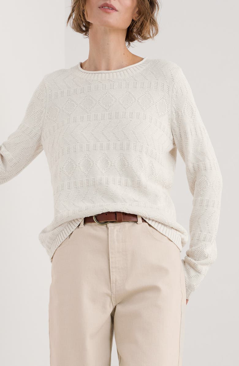 Seasalt Cornwall Kinter Organic Cotton Crewneck Sweater, Main, color, Chalk