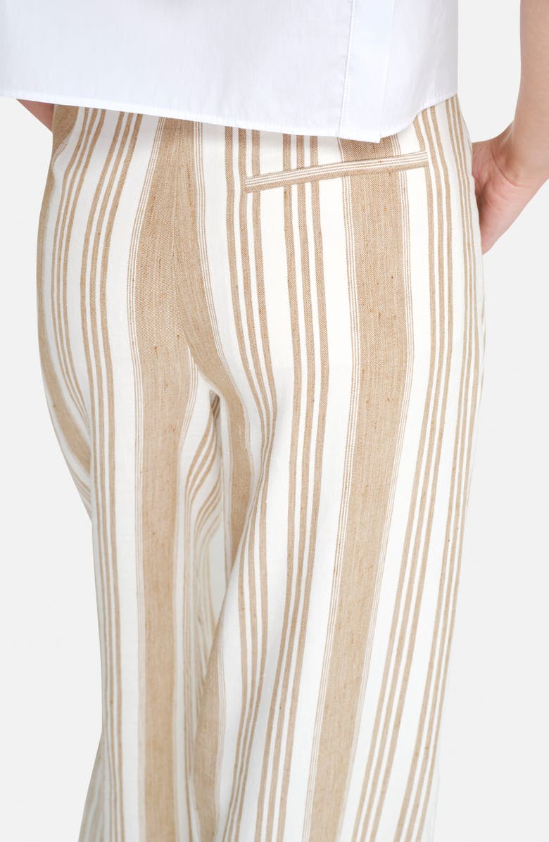 TWP Demie Variegated Stripe Linen & Cotton Wide Leg Pants, Alternate, color, White/ Khaki