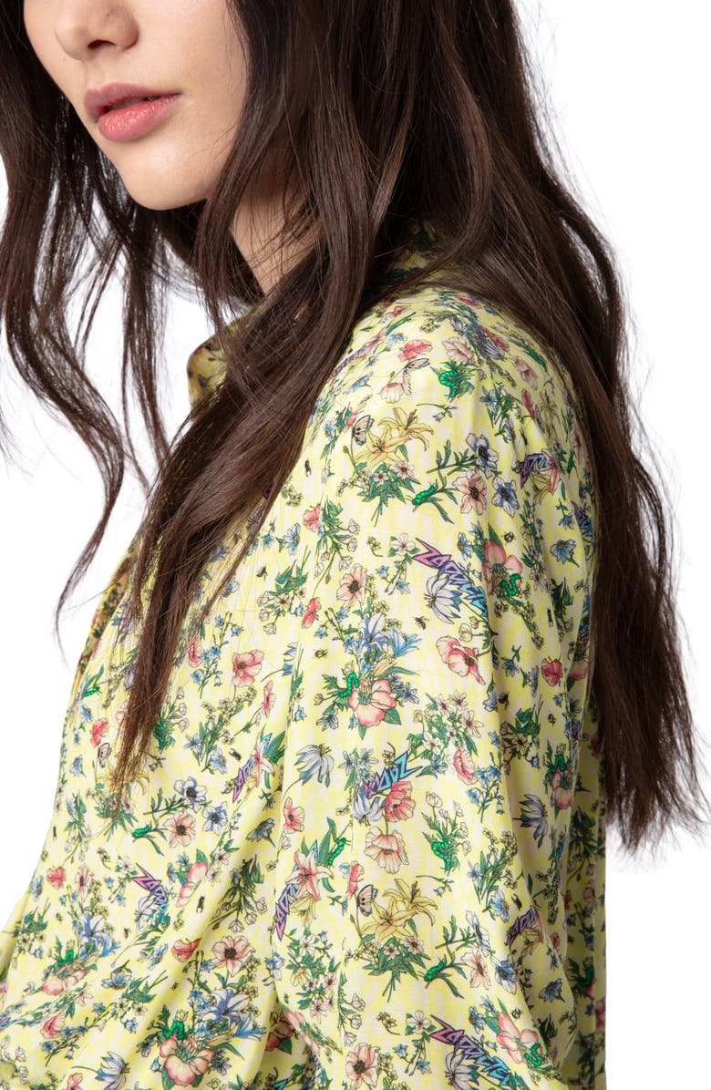 Zadig & Voltaire Rinka Floral Long Sleeve Dress, Alternate, color, 