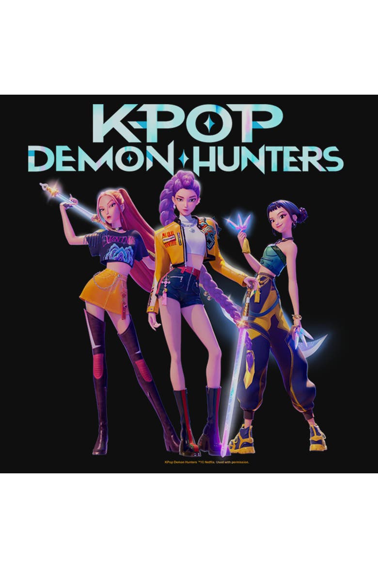 Junior's KPop Demon Hunters Pop Stars Group Shot  Graphic T-Shirt, Alternate, color, Black