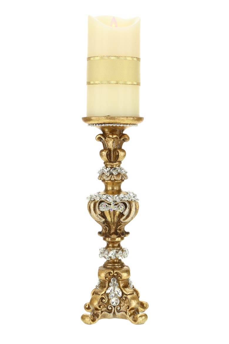 Jeweled Footed Candleholder, Main, color, Gold