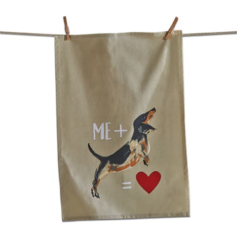 Me Plus Dog Beige Cotton Dishtowel for Everyday Kitchen Use