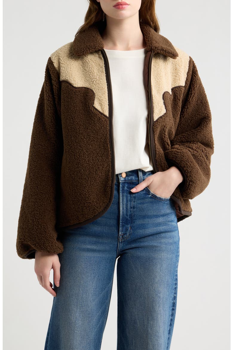 Reversible Pasture Fleece Jacket, Main, color, BROWN W/ CREAM