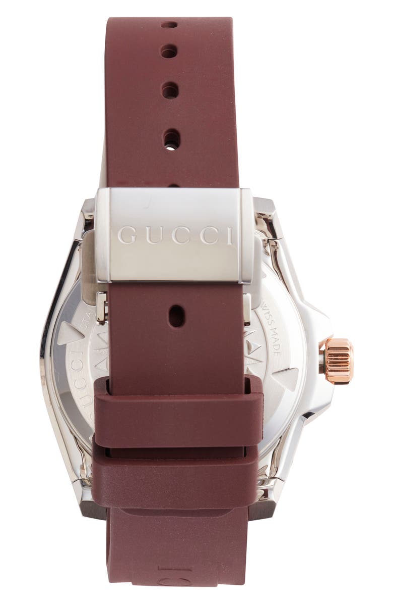 Gucci Dive Automatic Rubber Strap Watch, 36mm, Alternate, color, Red Burgundy