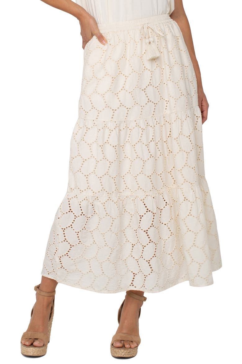 Tiered Cotton Eyelet Maxi Skirt, Alternate, color, VANILLA EYELET