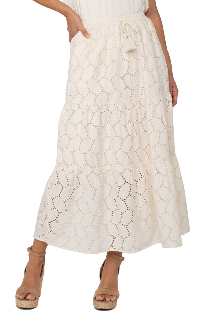 Liverpool Los Angeles Tiered Cotton Eyelet Maxi Skirt, Alternate, color, 