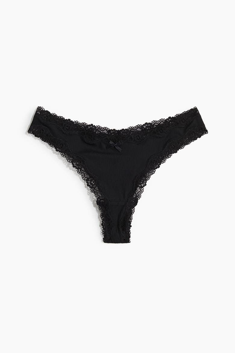 5-pack Microfiber And Lace Brazilian Briefs, Alternate, color, Black