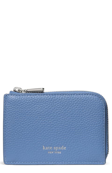 mini pebble leather zip card case