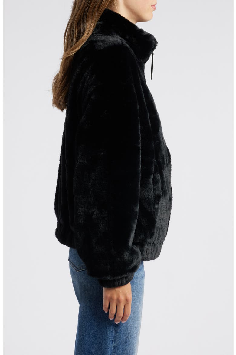Faux Fur Jacket, Alternate, color, BLACK