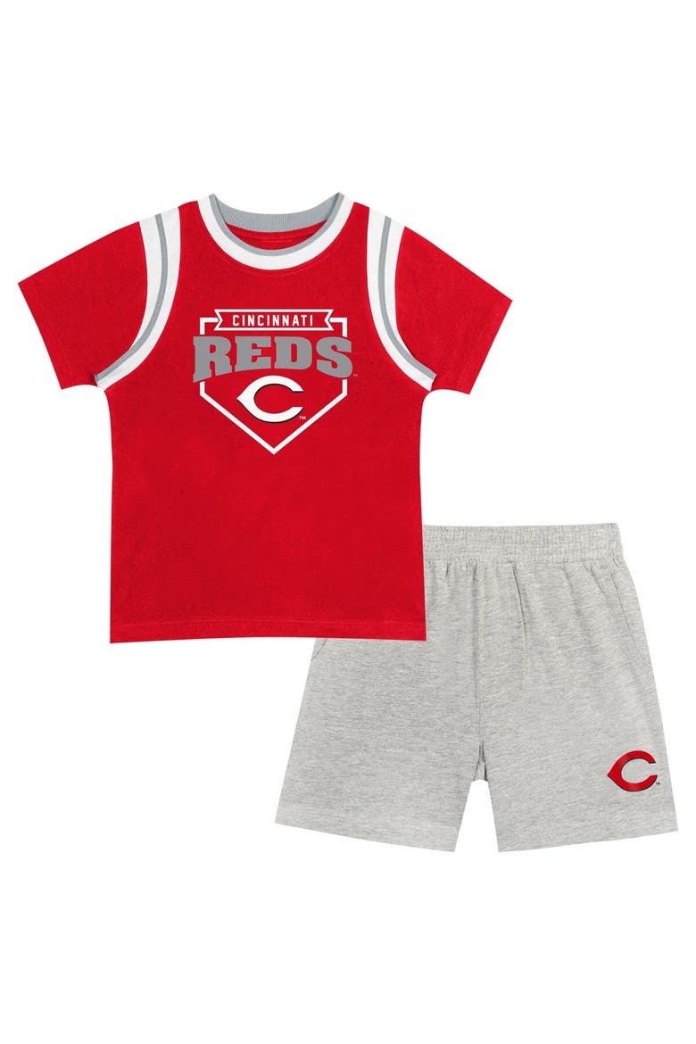 Infant Fanatics Red/Gray Cincinnati Reds Bases Loaded T-Shirt & Shorts Set, Main, color, Red