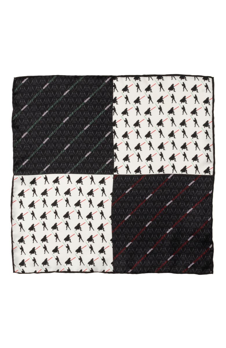 Cufflinks, Inc. x Star Wars<sup>™</sup> Darth Vader vs. Skywalker Silk Pocket Square, Alternate, color, Black