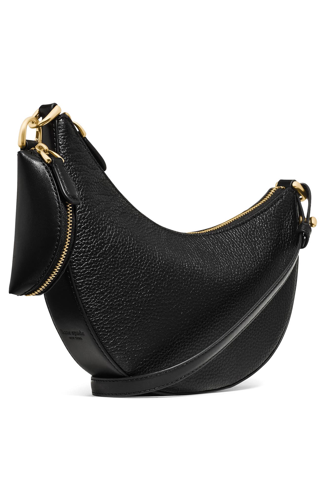 mini duo pebble leather crossbody bag, Alternate, color, BLACK/ GOLD