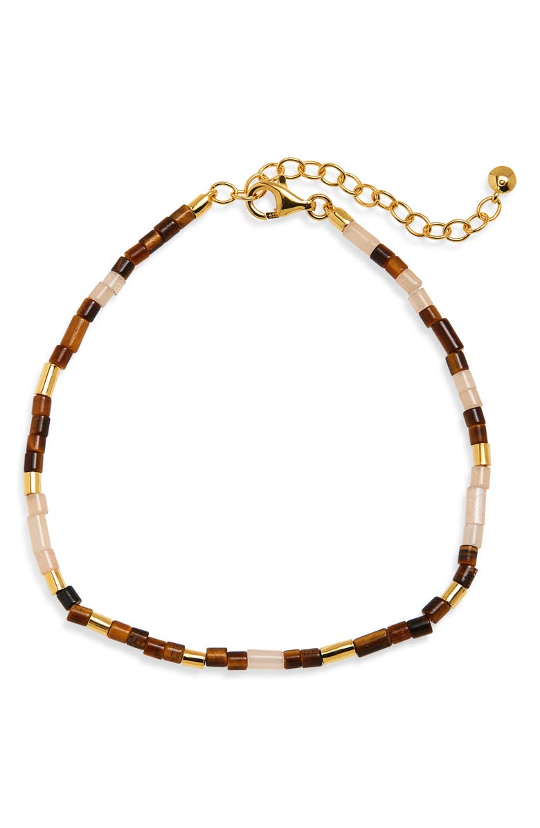 Monica Vinader Delphi Beaded Bracelet, Main, color, 18K Gold Vermeil / Tigers Eye