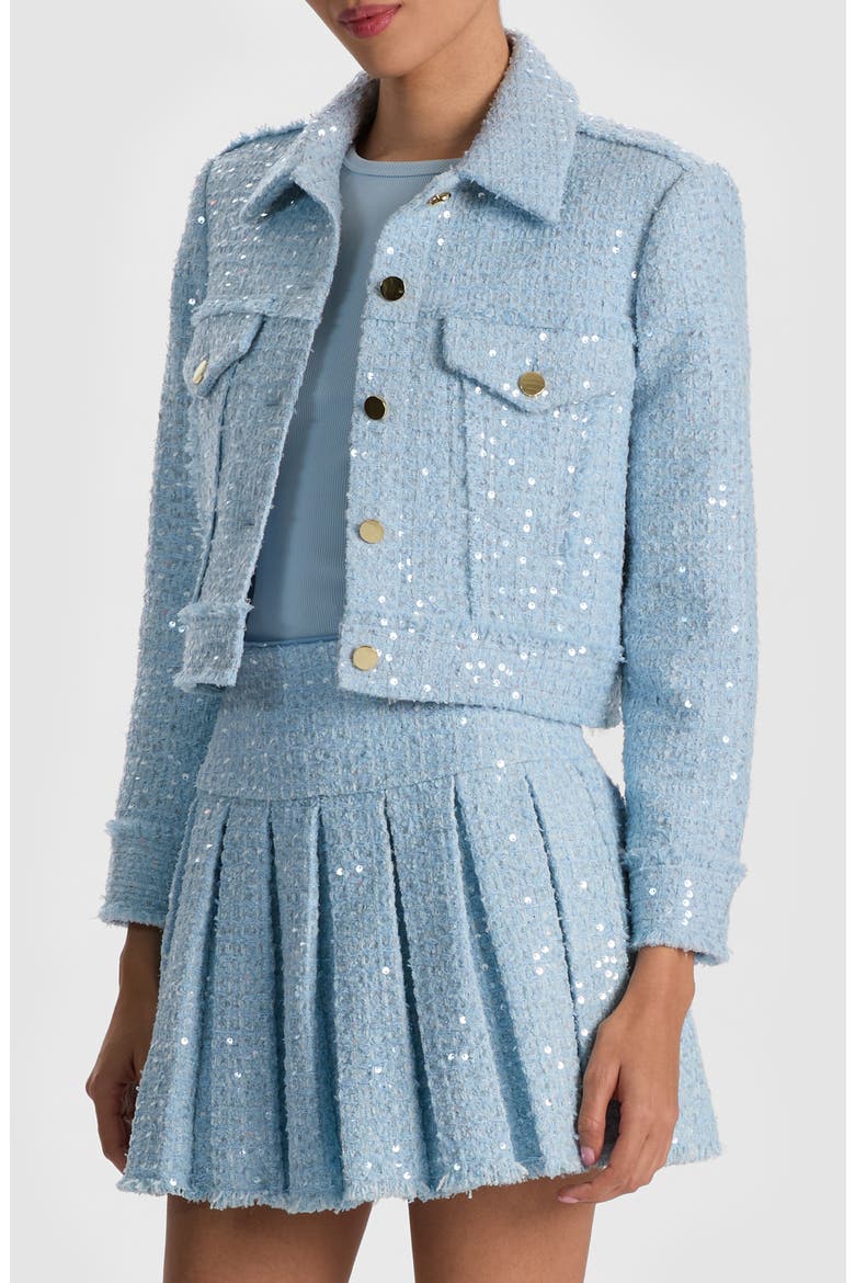 Chloe Sequin Embellished Tweed Crop Jacket, Alternate, color, CAROLINA BLUE