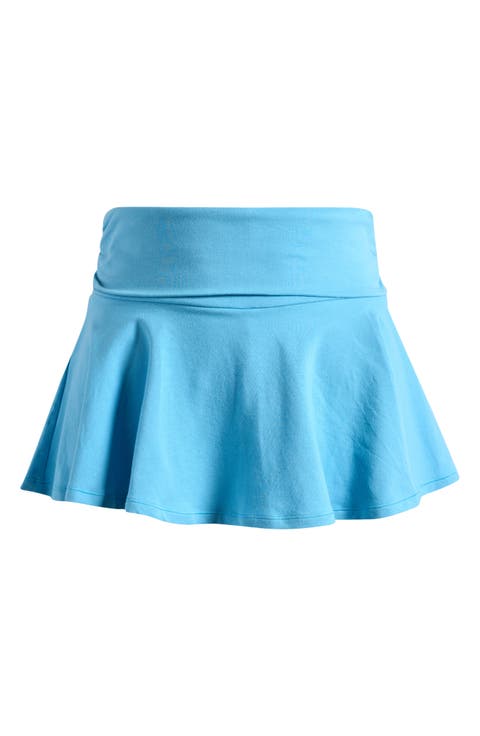 Foldover Cotton Blend Jersey Miniskort (Regular & Plus)