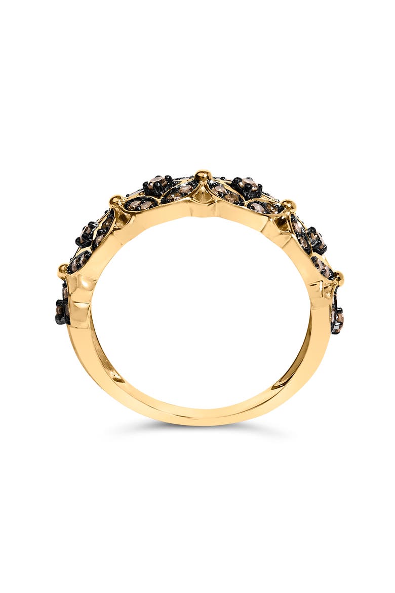 10K Yellow Gold Plated Silver 3/8 Cttw Champagne Diamond Lattice Work Band Ring, Alternate, color, Yellow Gold over Silver