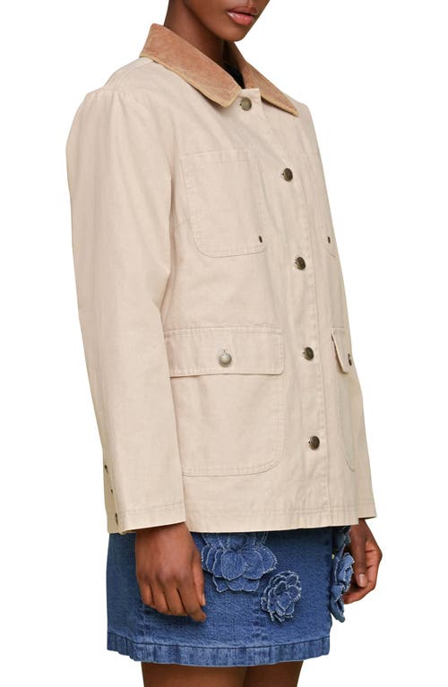 Avec Les Filles Contrast Collar Barn Jacket In Stone