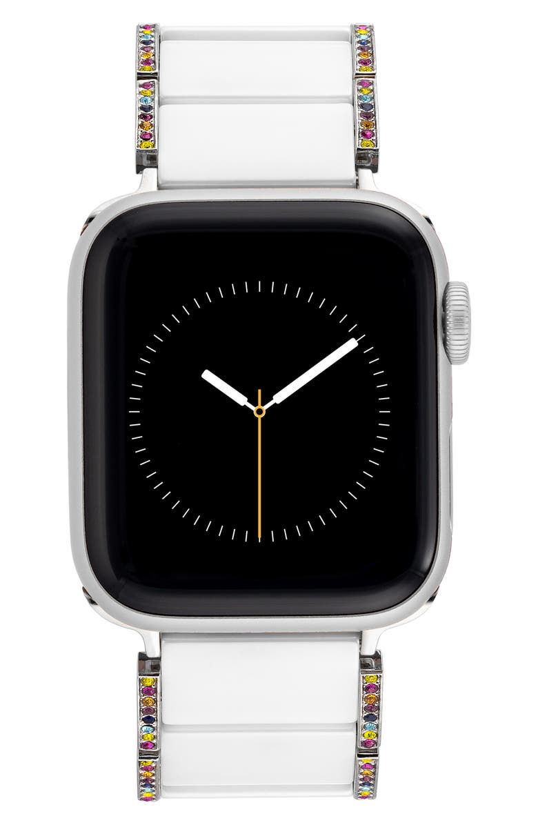 Anne Klein Ceramic & Crystal 12.7mm Apple Watch<sup>®</sup> Watchband, Alternate, color, 