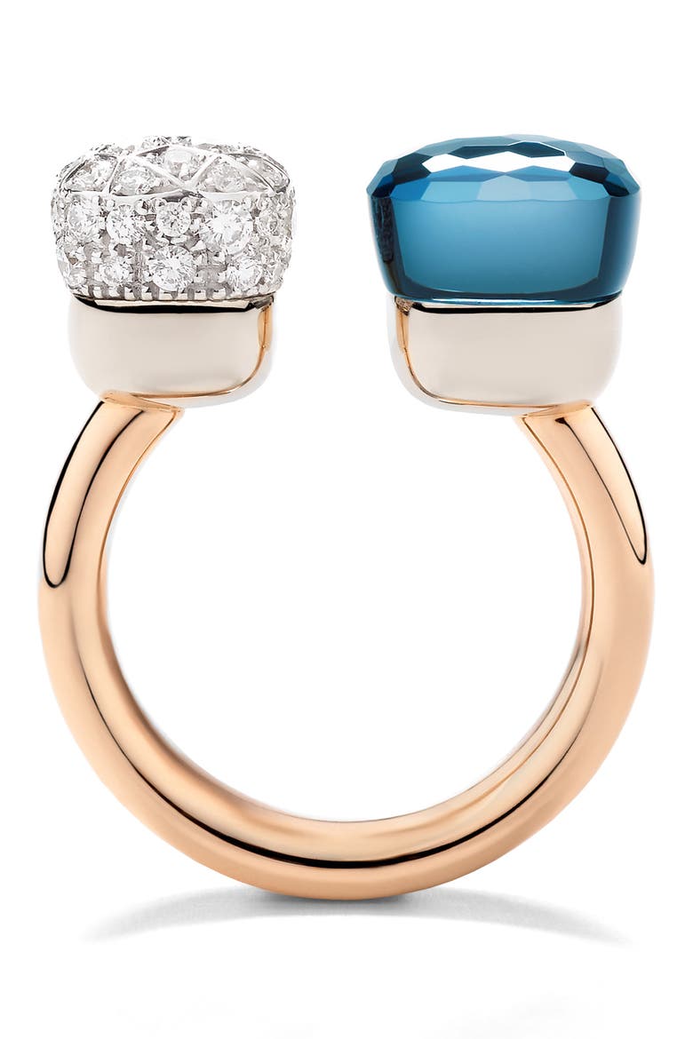 Nudo Diamond & Blue Topaz Toi Et Moi Ring, Alternate, color, LONDON BLUE TOPAZ