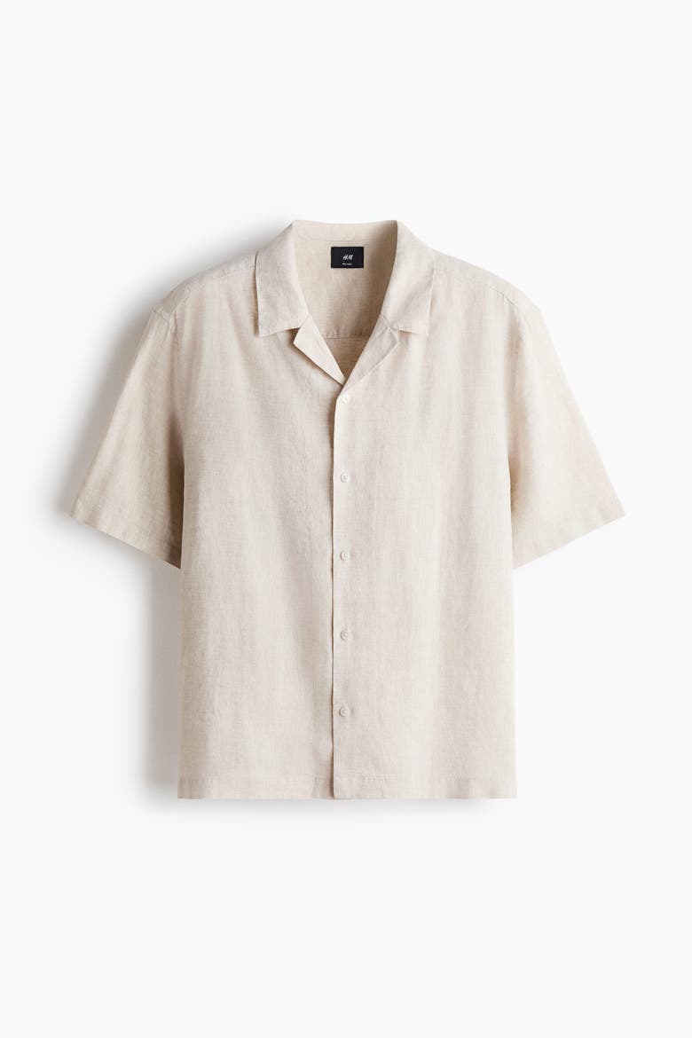Relaxed Fit Linen Resort Shirt, Alternate, color, Light beige