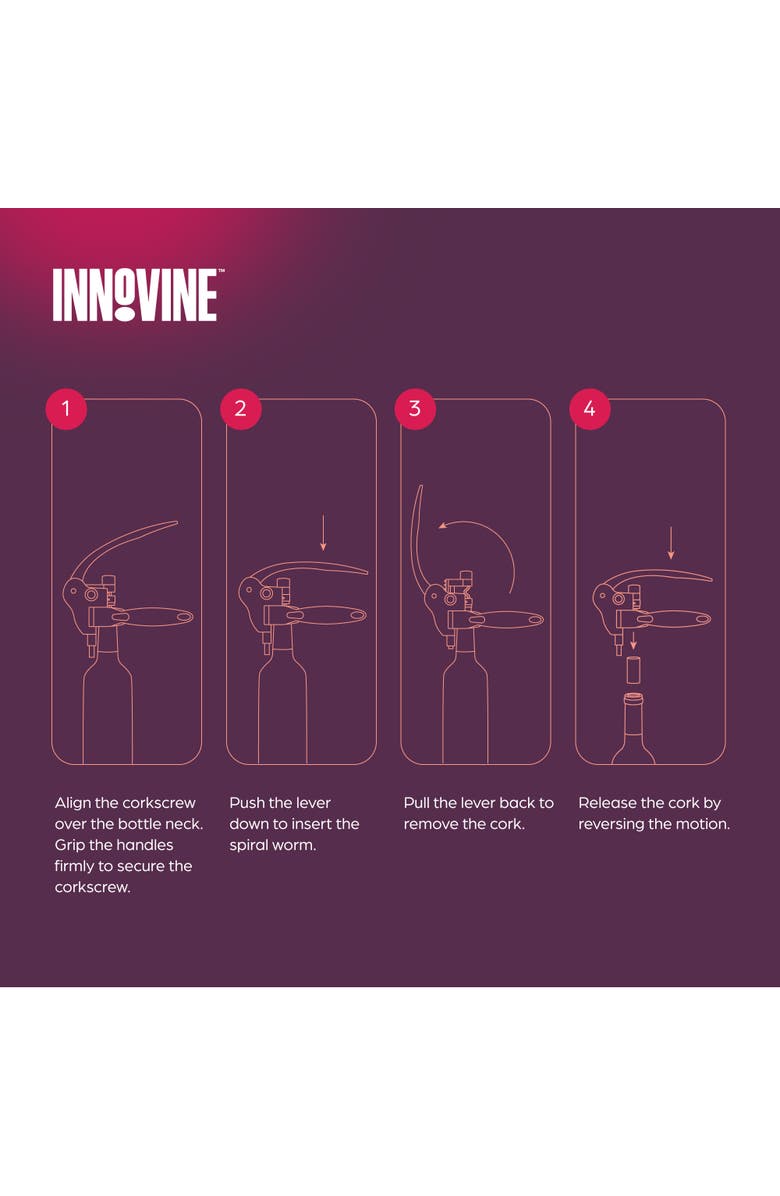 Innovine Horizontal Lever Corkscrew, Alternate, color, Black