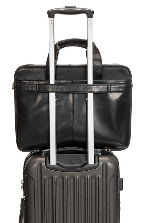 Mancini Double Compartment Leather Briefcase In Black