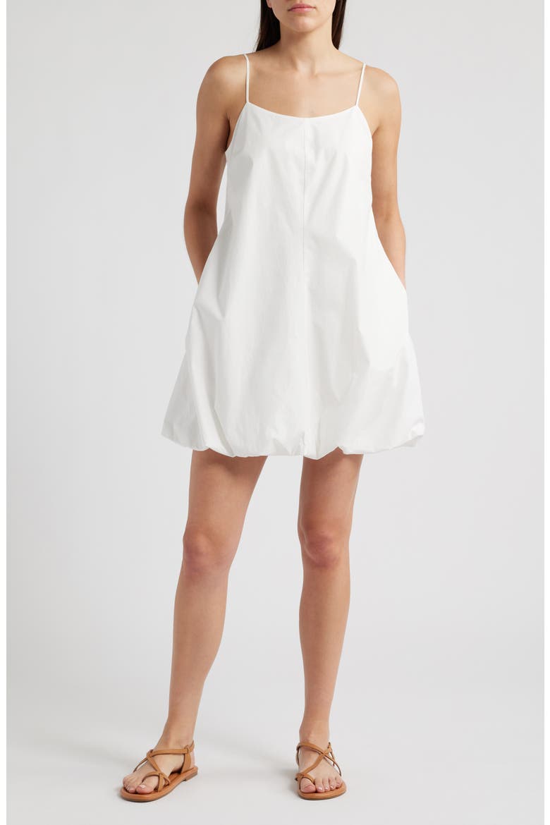 Blanca Bubble Hem Cotton Blend Minidress, Main, color, WHITE