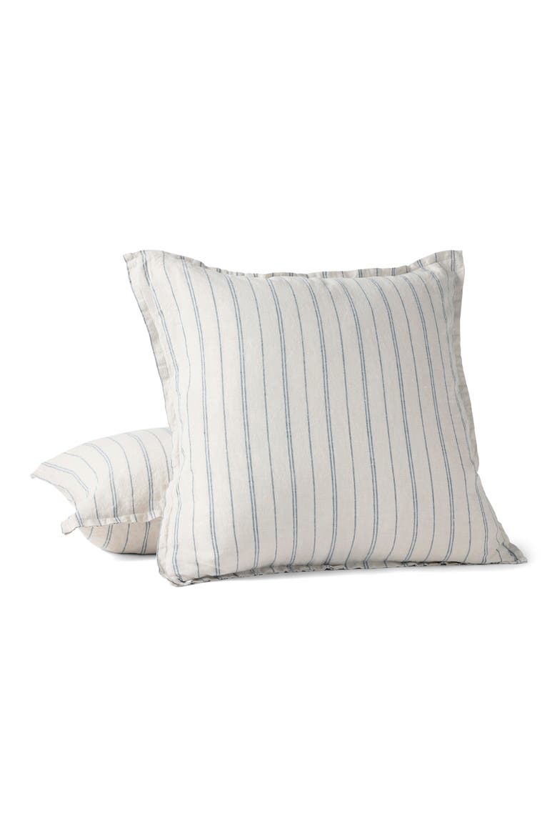 Relaxed Organic Linen Decorative Pillow Cover, Main, color, FOG CHAMBRAY/ INDIGO STRIPE