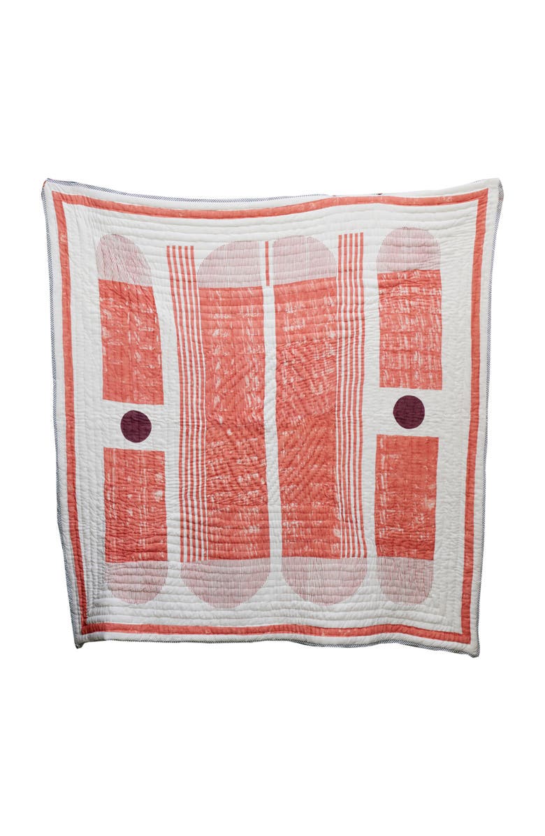 CQC LA Bauhaus Quilt Bedding Set with 2 Shams, Main, color, Orange, White