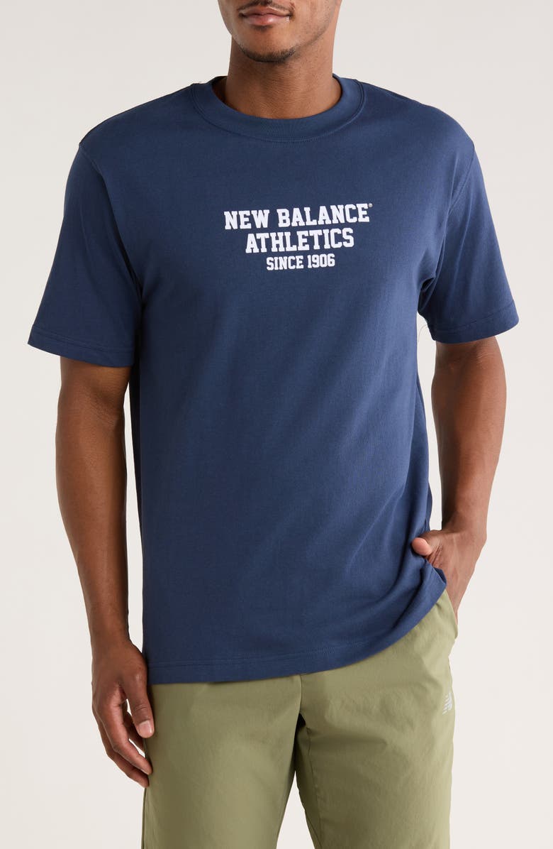 New Balance Varsity Logo Graphic T-Shirt, Main, color, Blue