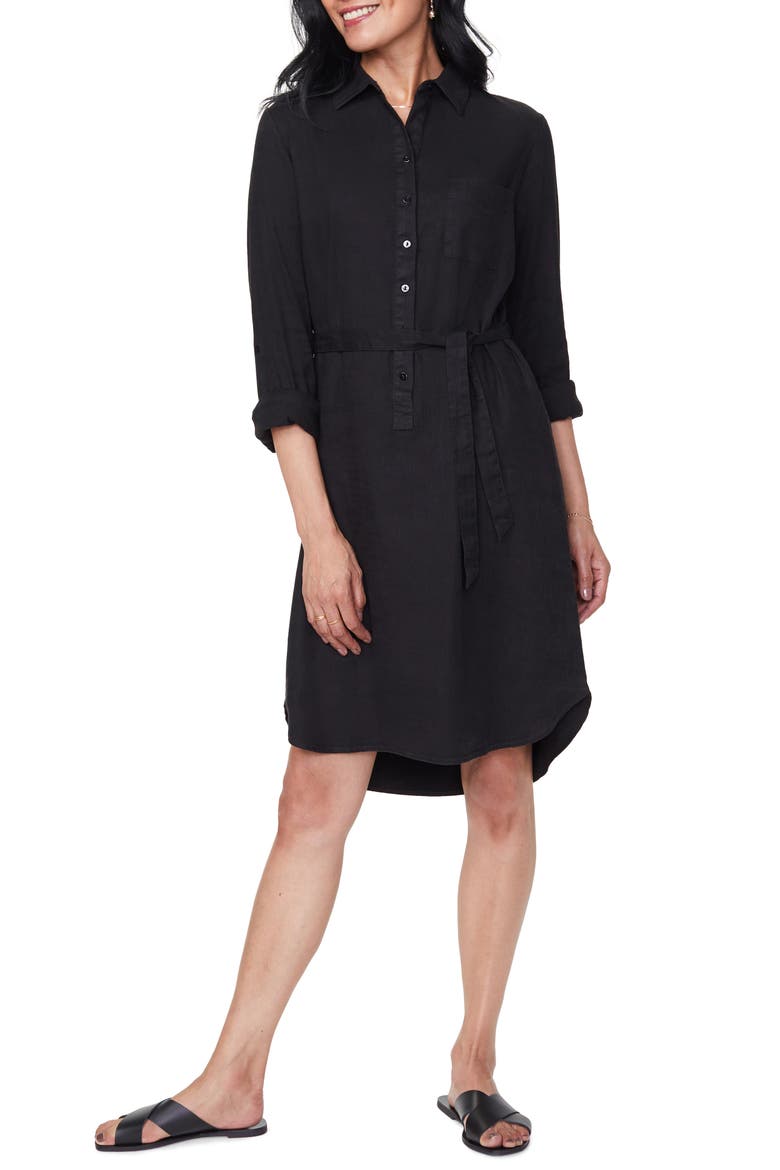 Long Sleeve Shirtdress, Main, color, BLACK