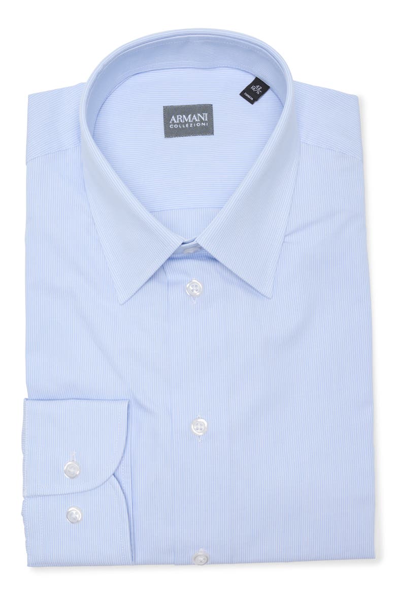 Pinstripe Cotton Twill Dress Shirt, Alternate, color, SKY BLUE