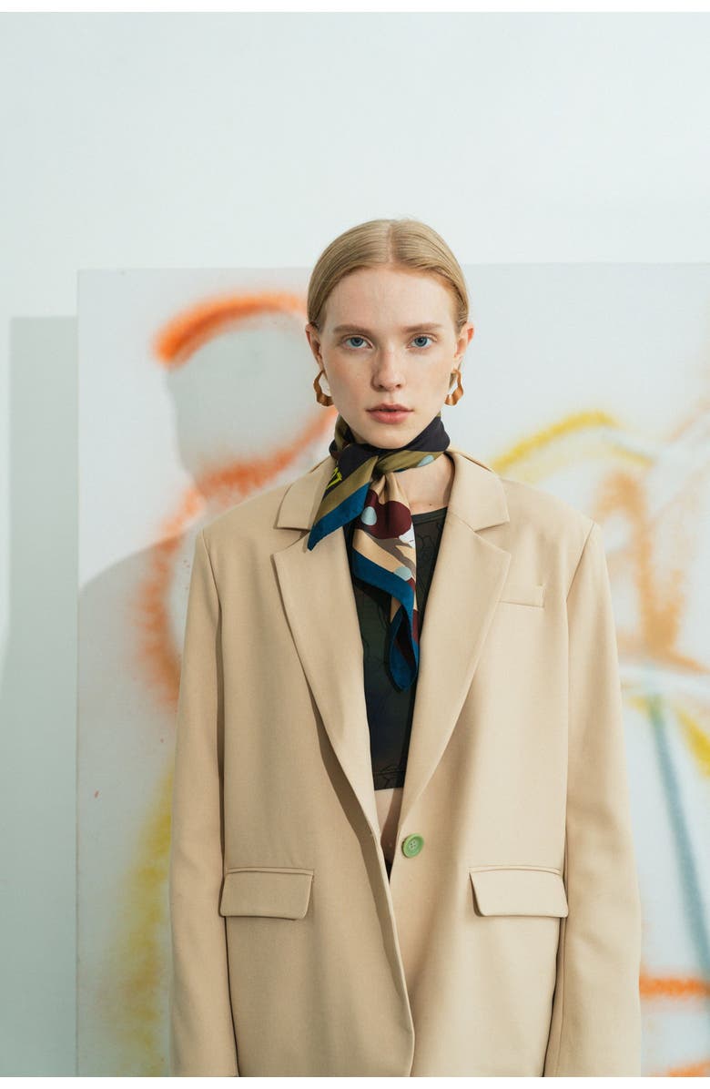 Lost Pattern NYC "Pan Pan" Silk Bandana, Alternate, color, Coffee