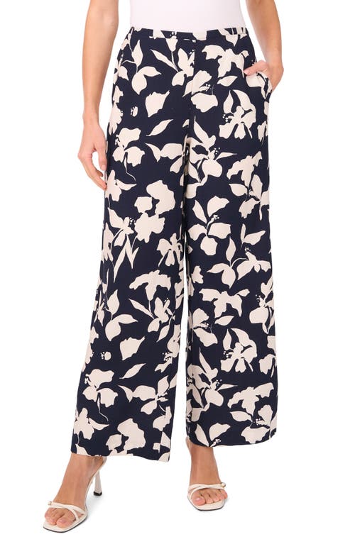 Halogenr Halogen(r) Floral Wide Leg Pants In Classic Navy