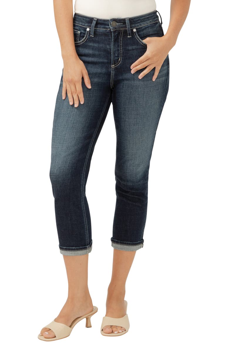 Silver Jeans Co. Avery Curvy High Waist Capri Jeans, Alternate, color, Indigo