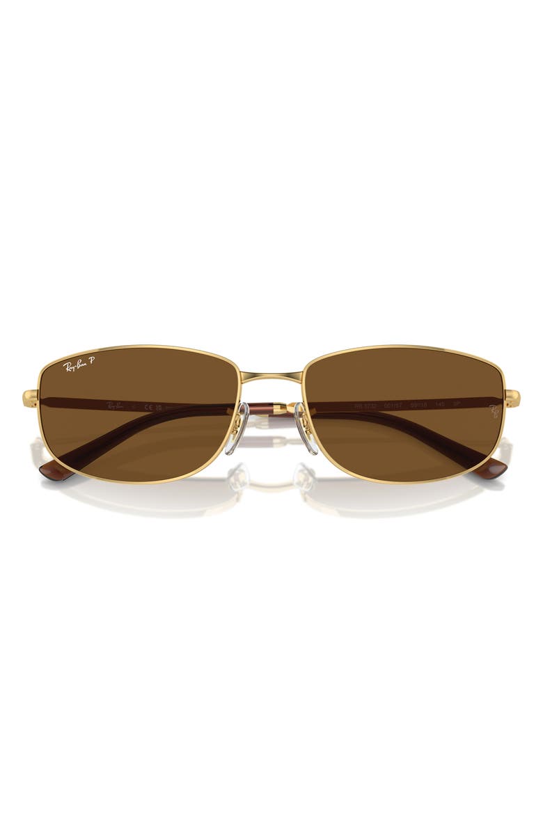Ray-Ban 56mm Irregular Sunglasses, Alternate, color, Gold/ Brown