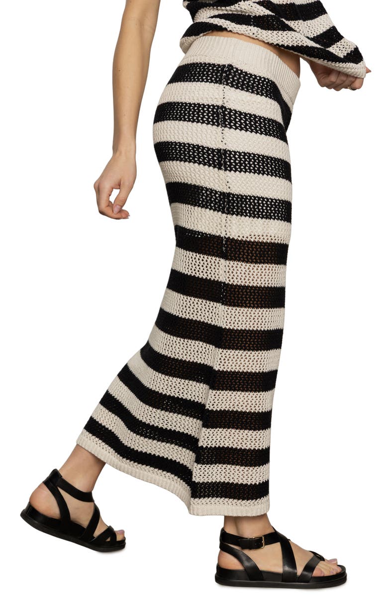 Sanctuary Stripe Crochet Maxi Sweater Skirt, Alternate, color, Black/ Chalk Stripe