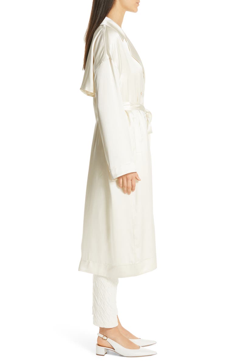 Mansur Gavriel Silk Satin Trench Coat, Alternate, color, 