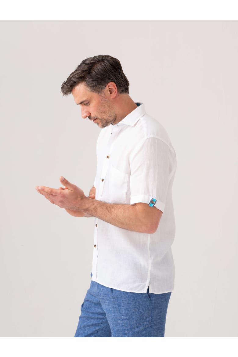 Short Sleeve Linen Shirt, Alternate, color, White