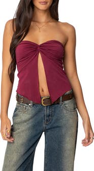 EDIKTED Twisted Split Front Tube Top